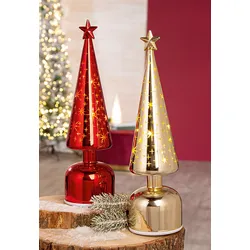 Dekoobjekt Rotery LED Baum aus Glas rot 33cm