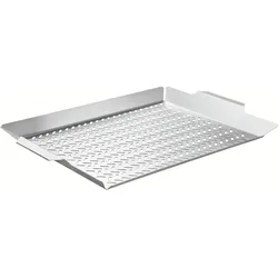 Tramontina Edelstahl Grillschale 48 x 32 cm, für Fisch, Gemüse, rostfrei, spülmaschinenfest, nachhaltig, Perforation für typisches Grillaroma