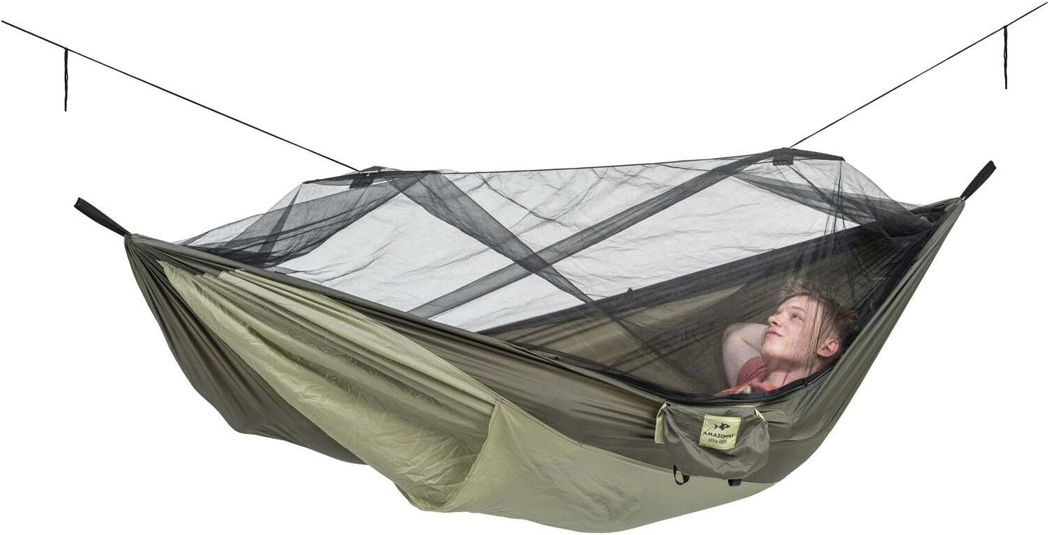 Hängematte AMAZONAS "Hammock Moskito-Traveller Thermo XXL", grün (natur, grün), B:160cm L:305cm, Kunstfaser, Hängematten, Hängematte natur, grün Einheitsgröße