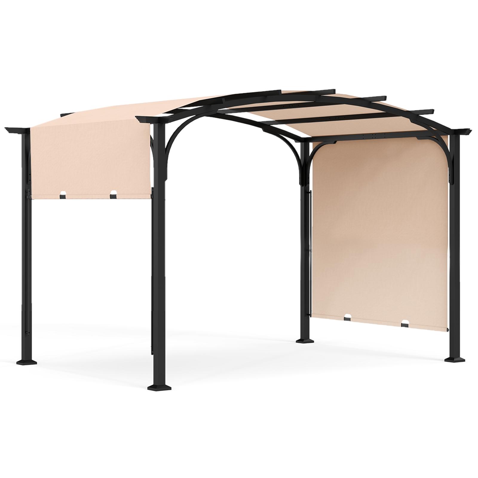 COSTWAY Pergola, 3 x 2,4 m Pavillon mit verstellbarem Schiebedach, Gartenpavillon Sonnenschutz, Stahlrahmen, Terrassendach, Terrassenüberdachung