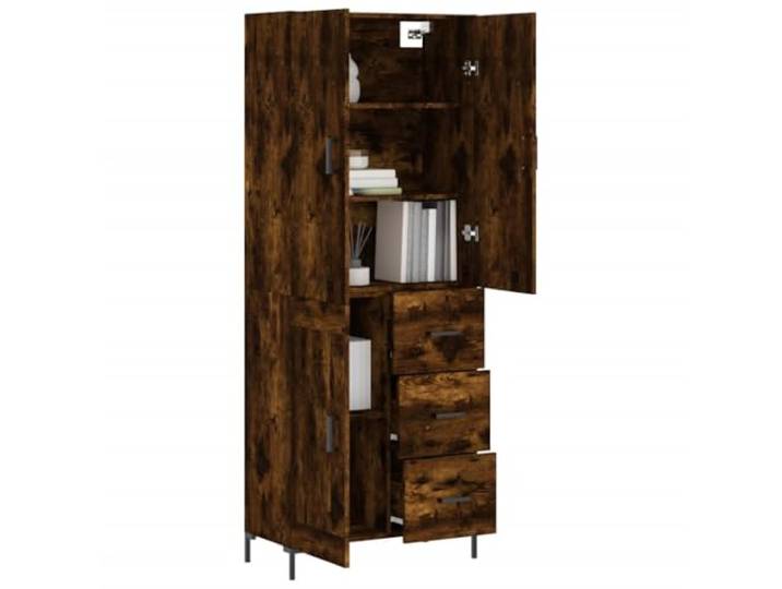 KTHLBRH Anrichte Eiche Rauch 69,5 x 34 x 180 cm Holz mehrschichtig Metalltüren und Füße, großer Stauraum, 2 Stück, Montage erforderlich