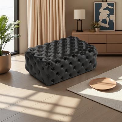 ZWYO HOSIMU "38.5"" Modular Faux Leather Ottoman with Handmade Button Tufting"