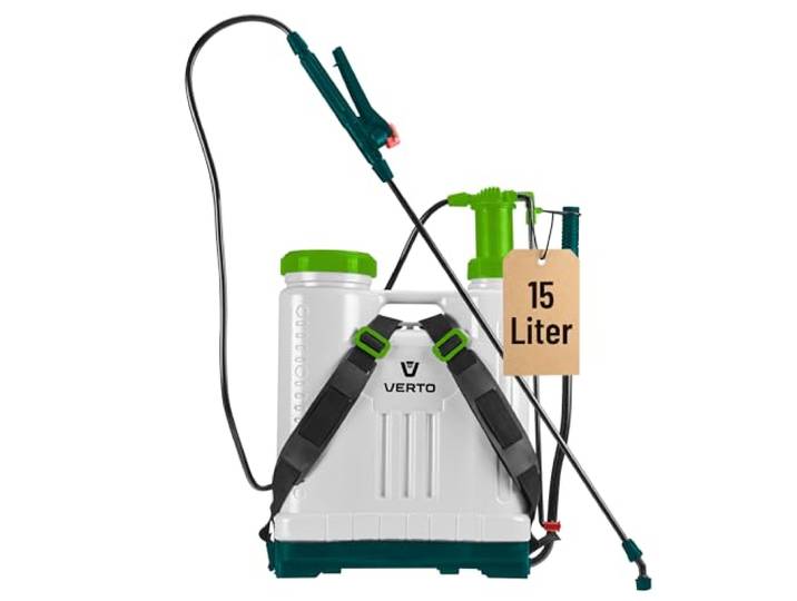 VERTO Professionele rugdrukspuit, 15 liter, rugspuit, druksproeier, tuinspuit, pompsproeier
