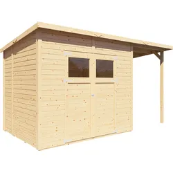 Bertilo Gerätehaus Amrum 3 Plus: 386 x 180 cm - naturbelassen - 14 mm