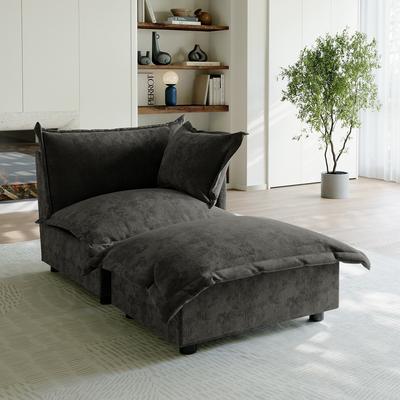Lumibee "Casual 40""W Oversized Soft Comfy Cloud Chenille Chaise Lounge with Ottoman"