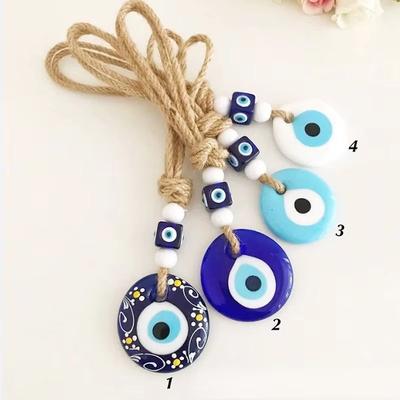 Inspired Finds Colorful Turkish Evil Eye Glass Wall Hanging With Multicolor Beads For Home Protection slender Hamsa