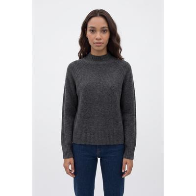 Strickpullover PEPE JEANS "ASHLEY PERKINS", Damen, Gr. L, grau (dunkelgrau marl), Strick, Obermaterial: 65% Polyester, 28% Polyacryl, 5% Wolle, 2% Elasthan, meliert, hüftbedeckend, hoch geschlossener Ausschnitt, Rippstrickbündchen, Pullover...