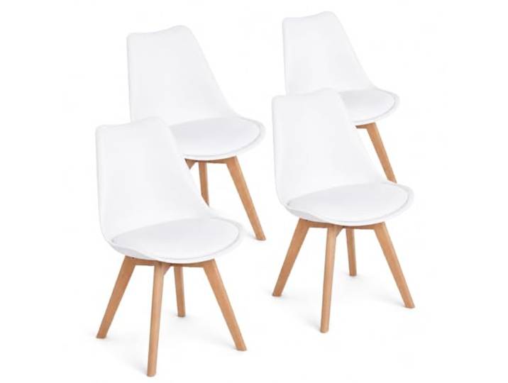 EGGREE Esszimmerstühle 4er Set Weiß Schalenstuhl für Esstisch Küche Wohnung