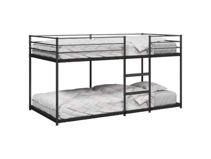 Stahl Metallkonstruktion platzsparendes Doppelbett 107x203 cm Schwarz Etagenbett ohne Matratze Schwarz 107x203 cm Stahl Hochbett mit Leiter und Rausfallschutz für Kinder Jugendliche Gäste Zimmer