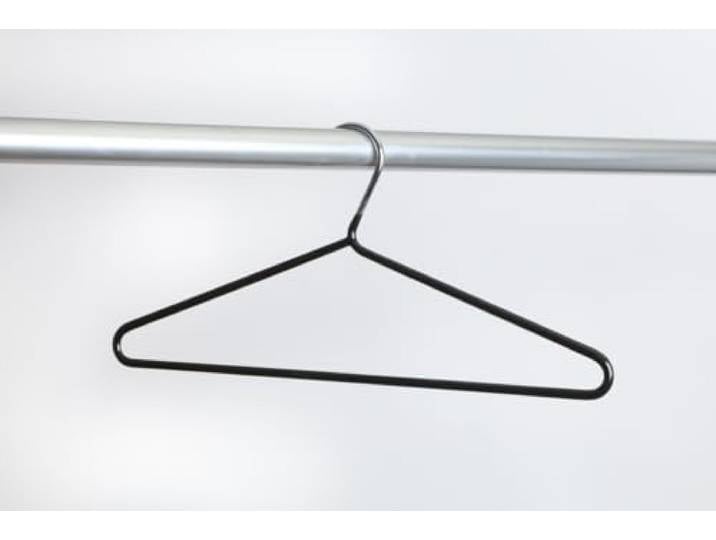 Robuste, rutschfeste Chrom-Kleiderbügel, aus 5,5 mm verchromtem Stahlstab mit schwarzer PVC-Beschichtung, 25 Stück