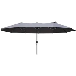 DELUKE Doppel-Sonnenschirm WINDA Grau Aluminium Gartenschirm Balkonschirm UV-Schutz