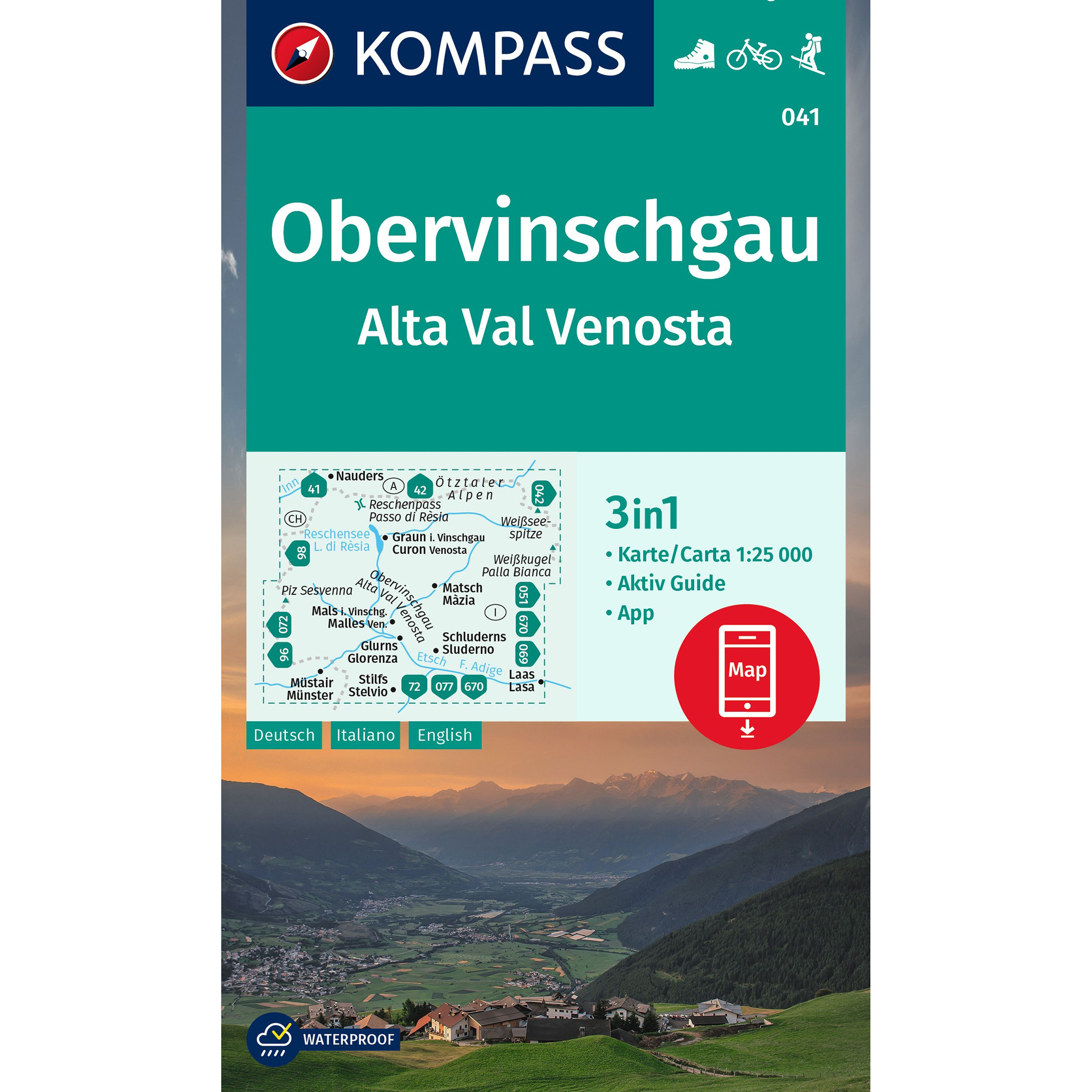 Kompass Verlag WK 041 Obervinschgau Topografische Karten tuerkis