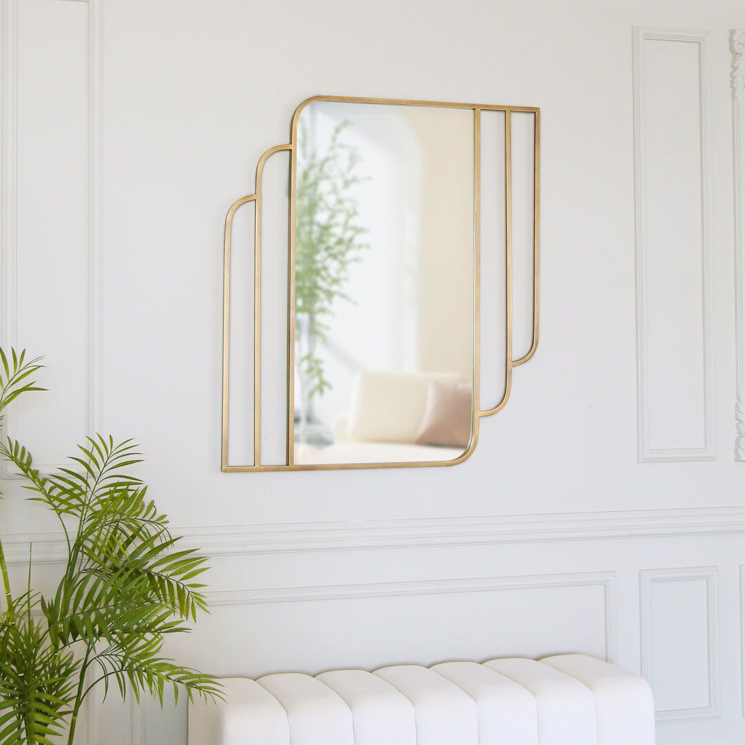 Charles Bentley Iron Rectangle Wall Mirror Gold 110cm H X 39.37cm W X 2.5cm D