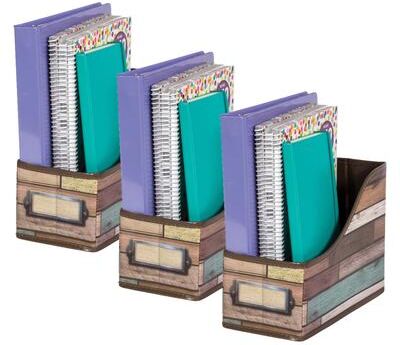 Teacher Created Resources Reclaimed Wood Design Book Bin, Pack of 3