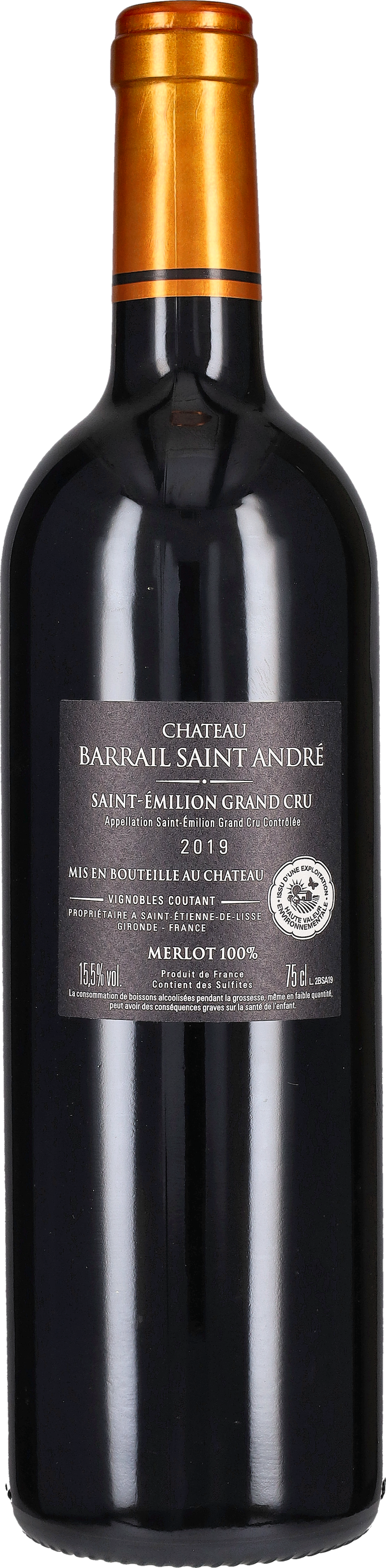 Vignobles Coutant Saint-Emilion Grand Cru Chateau Barrail Saint André 2019
