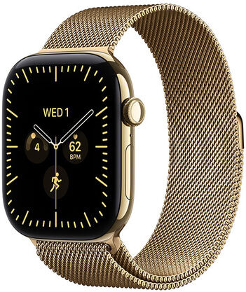 Apple Watch Series 12 GPS + Cellular, cassa 46 mm in titanio color oro brillante con loop in maglia milanese color oro brillante - M/L