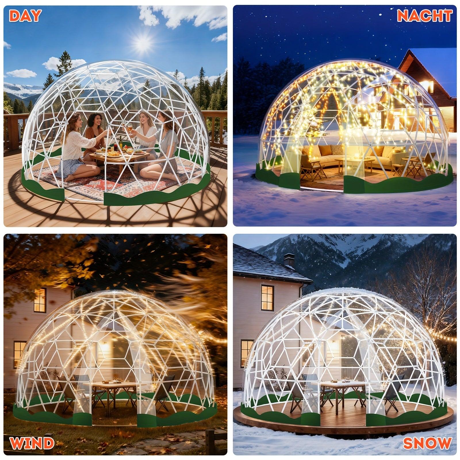 4,6 Meter Kuppelzelt - Außenzelt - Iglu-Zelt - Geodätisches Kuppelzelt - Grünes Kuppelzelt - Wetterbeständiger ABS-Rahmen