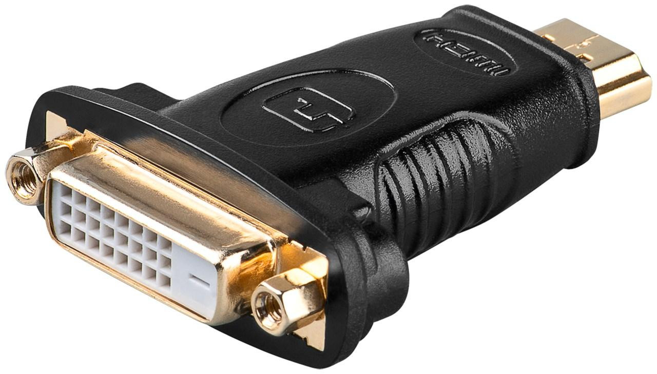 Goobay HDMI naar DVI-D 24+1 adapter, 19-polig, verguld, zwart