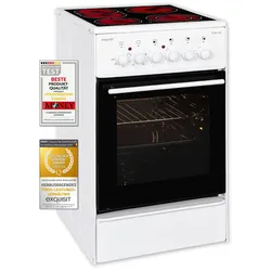 Exquisit ECM 5-4.1 BZ Elektro-Standherd | Ober-/Unterhitze |  Grill | Multifunktion | Backofen-Volumen: 47 l | EEK:  A | Weiß