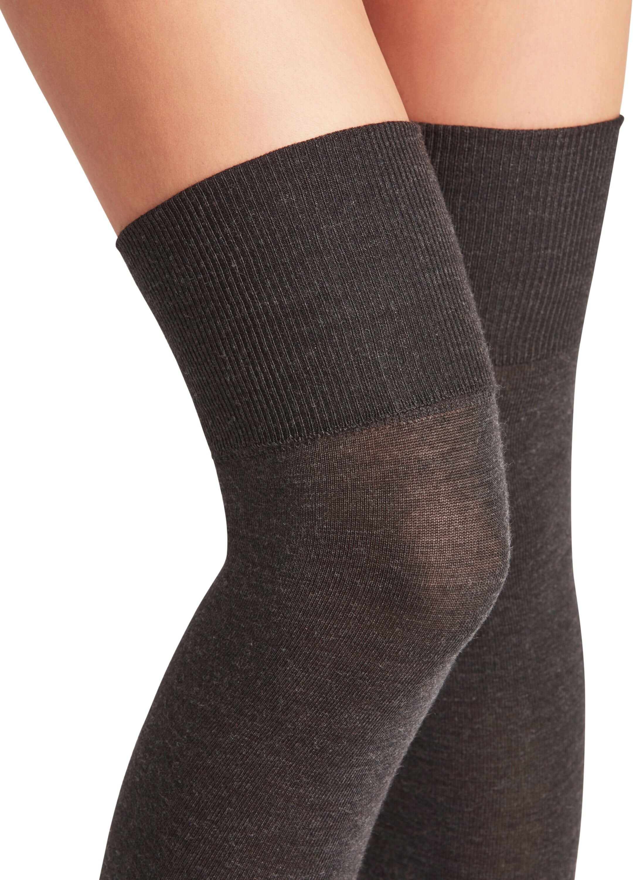 Overknees FALKE "Softmerino", Damen, Gr. 41-42, Sockengrösse, 3089, anthra.mel, Obermaterial: 55% Schurwolle, 28% Baumwolle, 15% Polyamid, 2% Elasthan, unifarben, Socken Overknees, mit Merinowolle aussen, feuchtigkeitsregulierend, atmungsaktiv 3089, anthr