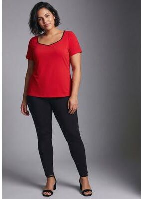 Plus Size Women's Audrey Contrast Sweetheart Top by Avenue in Vibrant Red (Size 14)