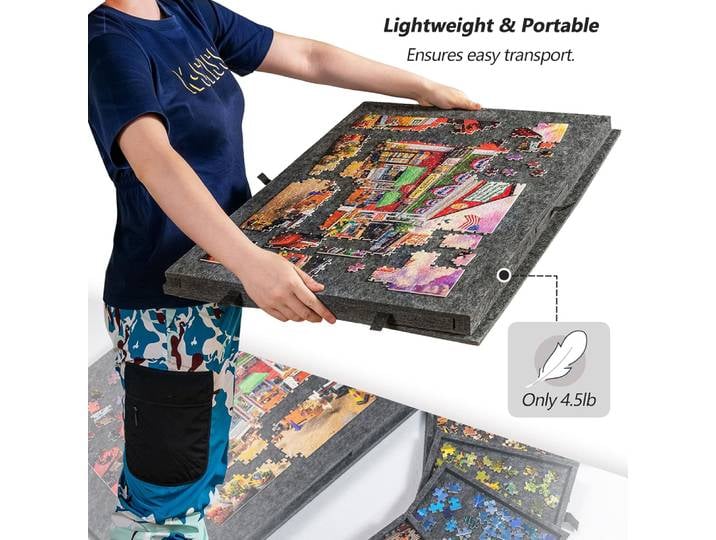 Table de puzzle portable 1000/1500 pièces avec 6 tiroirs de rangement grande capacité pour l'éducation et le rangement des puzzles des enfants