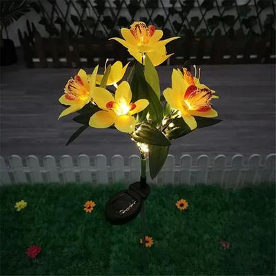 Inspired Living Solar Garden Orchid Lights Outdoor Lamp Solar Simulation Flower Decor yellow Orchid