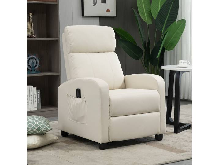 HOMCOM Fauteuil Relaxation Massage Crème Réglable