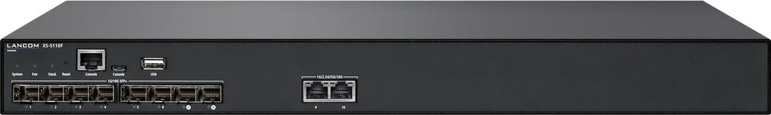 LANCOM XS-5110F, Managed, L2/L3, 10G Ethernet (100/1000/10000), Rack-Einbau, 1U