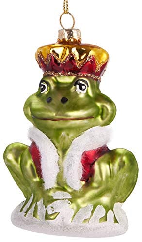 BRUBAKER Kikkerprins Handbeschilderde Glazen Kerstbal Decoratie