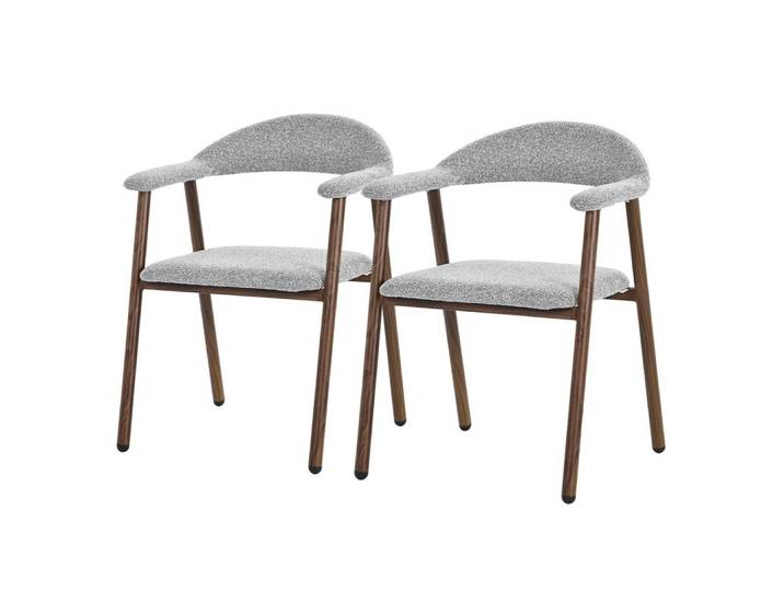 ML-DESIGN Polsterstuhl Esszimmerstühle mit Armlehne & Rückenlehne Ergonomische moderne Design, Armlehnstuhl mit Metallbeine 2er Set Grau Lounge Sessel bis 120 kg