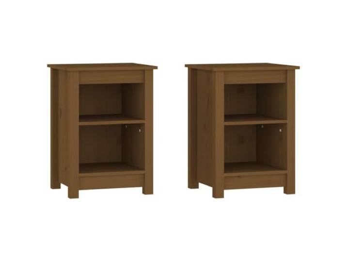 KDVXBCQJH Nachttische 2er Set Honigbraun 40x35x55 cm Massivholz Rustikale Nachtkonsolen fürs Schlafzimmer mit offenen Fächern und stabiler Ablagefläche.