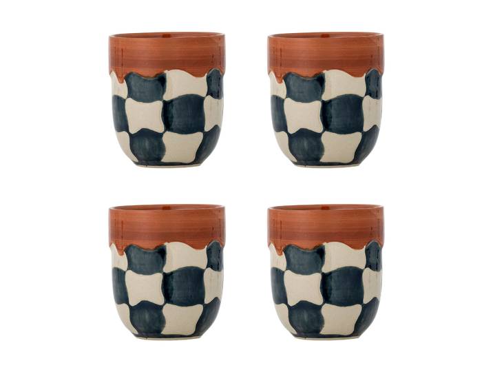 Bloomingville Tasse Check, lot de 4 Bleu