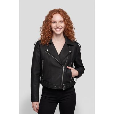 Lederimitatjacke ONLY "ONLSOFT FAUX LEATHER BIKER CC OTW", Damen, Gr. XL, schwarz, Web, Obermaterial: 100% Polyester, unifarben, taillenbedeckt, Jacken, Lederimitat, Biker-Details