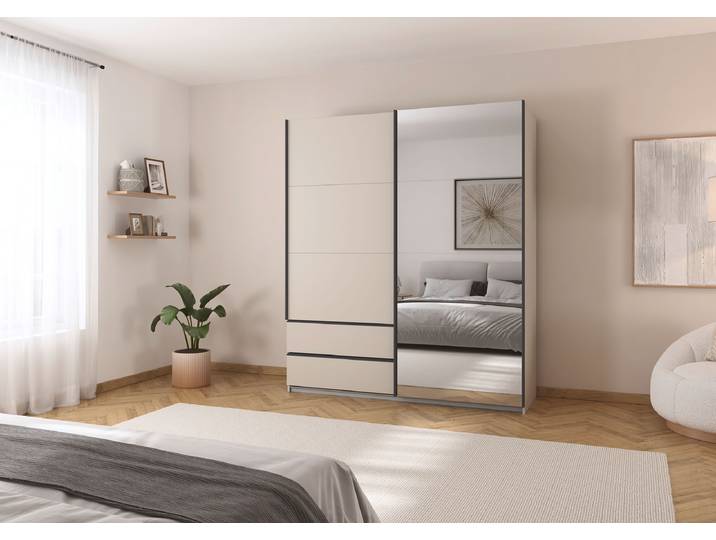 Armoire - Porte miroir 181cm Beige/Cachemire