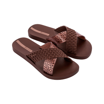 Sandale IPANEMA "IPANEMA SENSE SLIDE FEM", Damen, Gr. 37, braun, braun, Synthetik, Schuhe Sandale, für Alltag, ohne Verschluss, sportlicher Stil, mit Gummilaufsohle