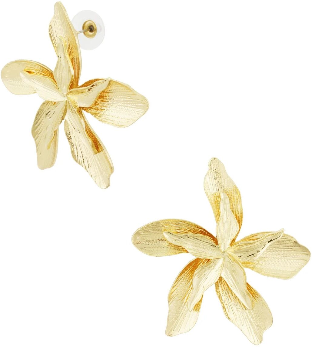 Paar Ohrhänger ADELIA´S "Ohrringe Ohrstecker mit Blumenmotiv aus Legierung", gold (goldfarben), Ohrringe, Damen, Einheitsgröße, Metall, Paar Ohrhänger, Die großen, strukturierten Blüten prägen diesen modischen Modeschmuck