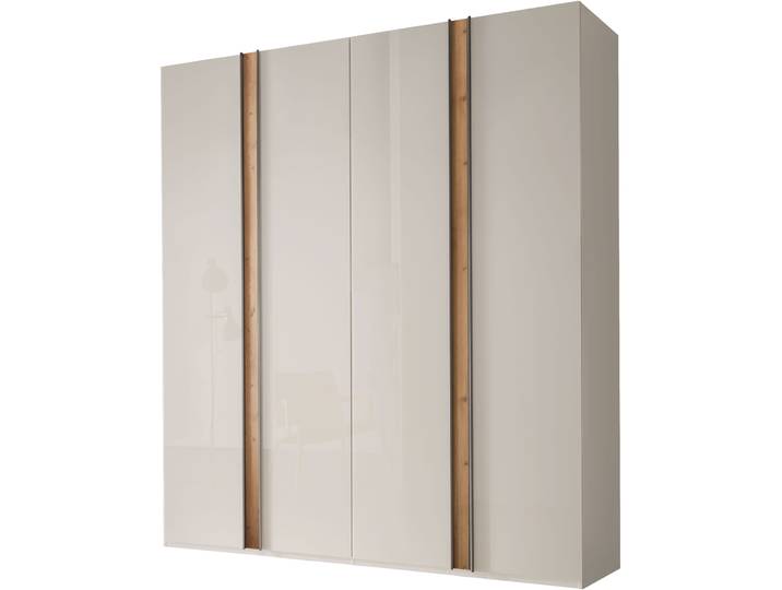 Drehtürenschrank, Floatglas, Beige, 197,3×216×58 cm, mit Türdämpfung & 7 Einlegeböden, Wiemann Lagos