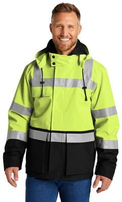 CornerStone CSJ502 ANSI 107 Class 3 Waterproof Ripstop 3-In-1 Parka Jacket in Safety Yellow size Small   Polyester