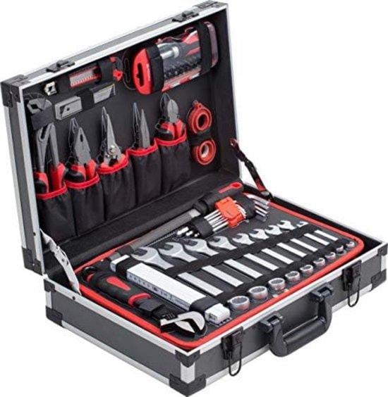 Markenlos Complete Gereedschapskoffer met Inzetstukken, Rood Aluminium