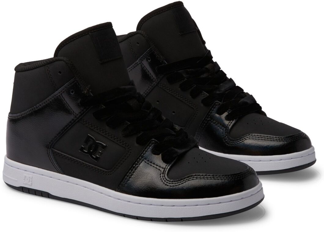 Sneaker DC SHOES "Manteca", Damen, Gr. 5(36), schwarz (schwarz, metallic stencil), Obermaterial: Leder (Kuh) / Futter: Textil / Außensohle: Gummi., Schuhe Sneaker