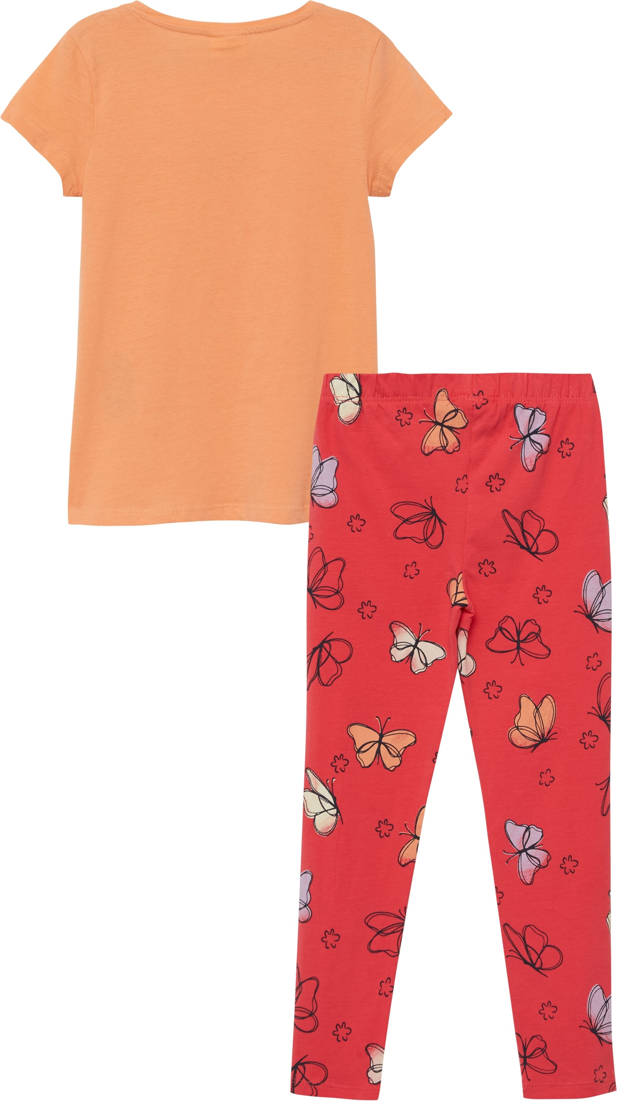 s.Oliver Junior 2 2er Set, gemusterte Leggings und Sommershirt, für Girls peach, rot aop 92/98