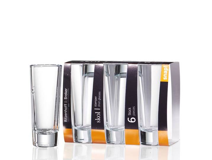 Schnapsglas RITZENHOFF & BREKER Schnapsgläser Skol 65 ml 6er Set transparent , bunt (transparent), Glas, Trinkgefäße, Schnapsglas