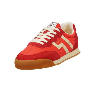 Sneaker GANT "Beylana", Damen, Gr. 38, rot (vintage rot), Nylon, Veloursleder, kontrastfarbene Details, Schuhe Sneaker, Retro Sneaker, Schnürschuh mit Lederinnensohle