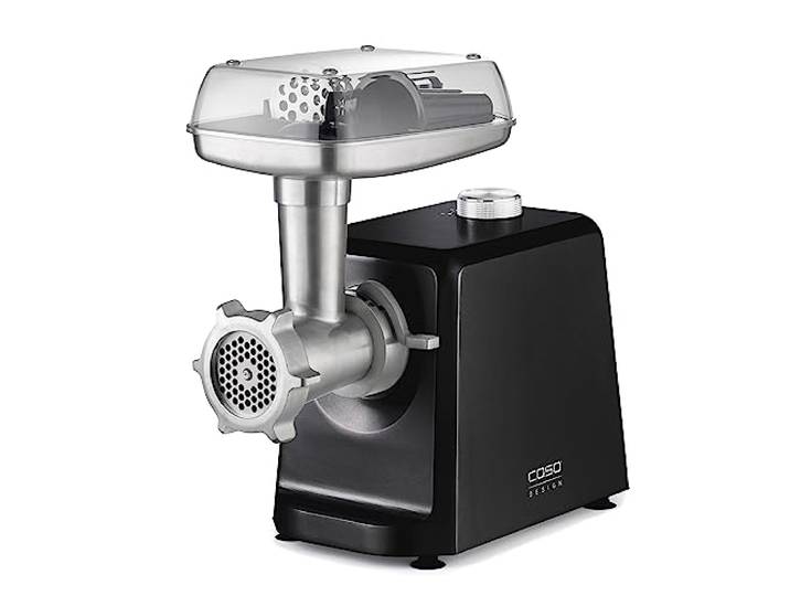 CASO FW 2500 Black, Fleischwolf mit leistungsstarken 2500 Watt, Testurteil: Sehr Gut, Titan Klinge, Rücklauf-Funktion, Zubehör inkl. Burgerpresse