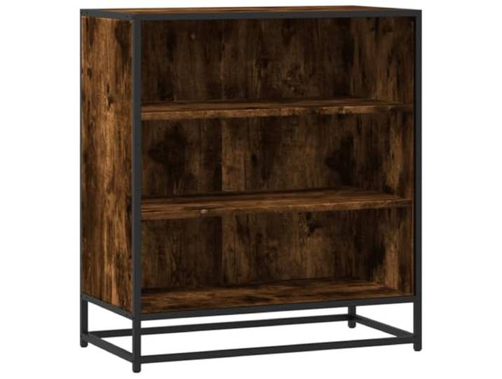 KGFHERENB Sideboard Räuchereiche 68x35x76 cm Holzwerkstoff Kommode Industrielles Beistellregal mit 3 offenen Fächern für Wohnzimmer und Flur, stabile Metallbeine, belastbar bis 70 kg.