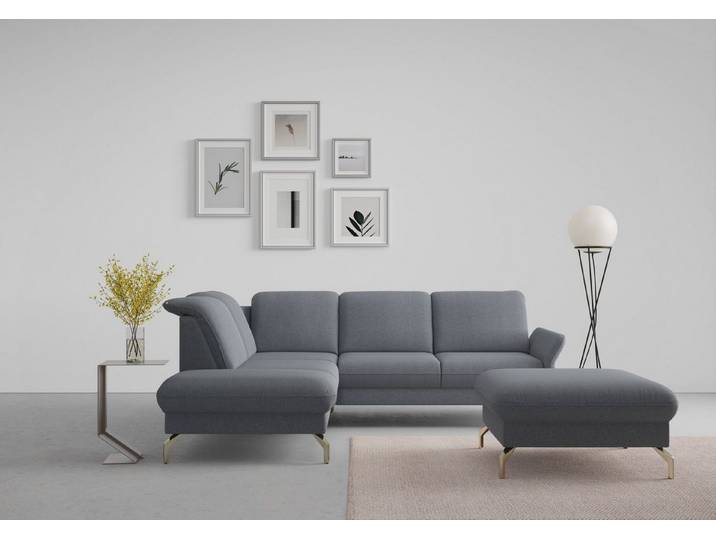 sit&more Ecksofa Fashion L-Form, wahlweise mit Kopfteilverstellung, Vorziehsitz, motorisch, Nickelfüße