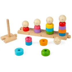Bigjigs Stapelspielzeug „Regenbogenfamilie“ aus Holz, 25-tlg.