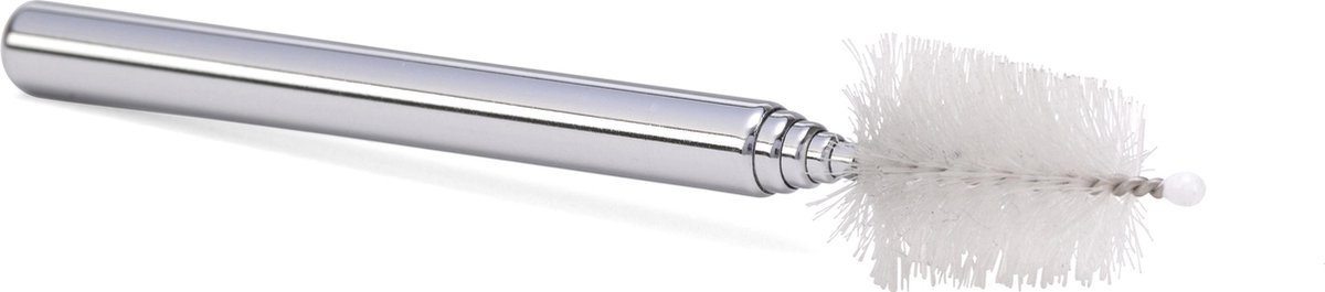 Kikkerland Opvouwbare Travel Straw Set, Medium, Zilver