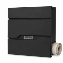 Relaxdays Briefkasten mit Zeitungsfach Schwarz